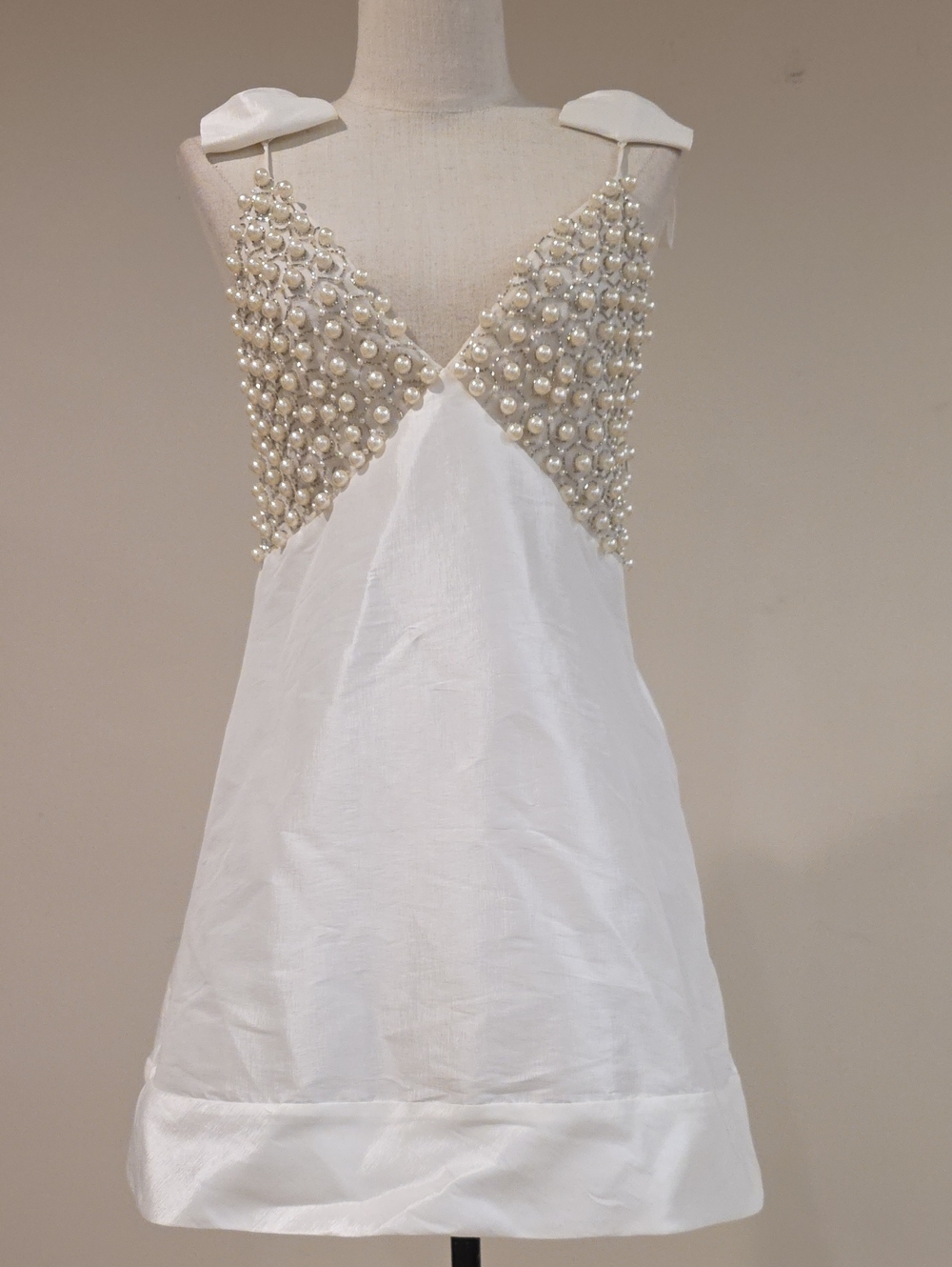 For Love & Lemons White Pearl-Embellished Mini Dress - Picture 4 of 15